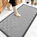 OLANLY Front Door Mat Outside Entrance 47x23, Absorbent, Heavy Duty Sturdy Natural Rubber Doormat Indoor Outdoor, Non-Slip, Stain and Fade Resistant, Low Profile Floor Mat for Entryway, Light Gray