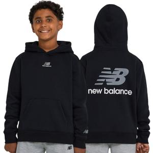 New Balance Boys Hoodie  Premium Comfy Cotton Blended Fleece Classic Pullover Sweatshirt for Kids, Sizes 4-20 (Black)