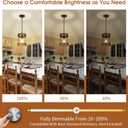 Rustic Pendant Light Fixtures, Farmhouse Kitchen Wood Hanging Lighting, Industrial Round Cage Chandelier for Entryway Hallway Dining Room Bedroom Foyer