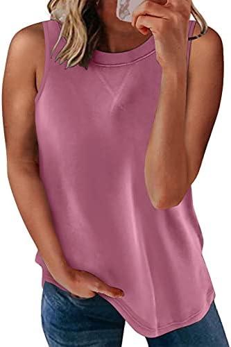 Biucly 2025 Womens Summer Crewneck Sleeveless Basic Tank Tops Casual Camisole Shirts Cute Tops Loose Fit 2XL