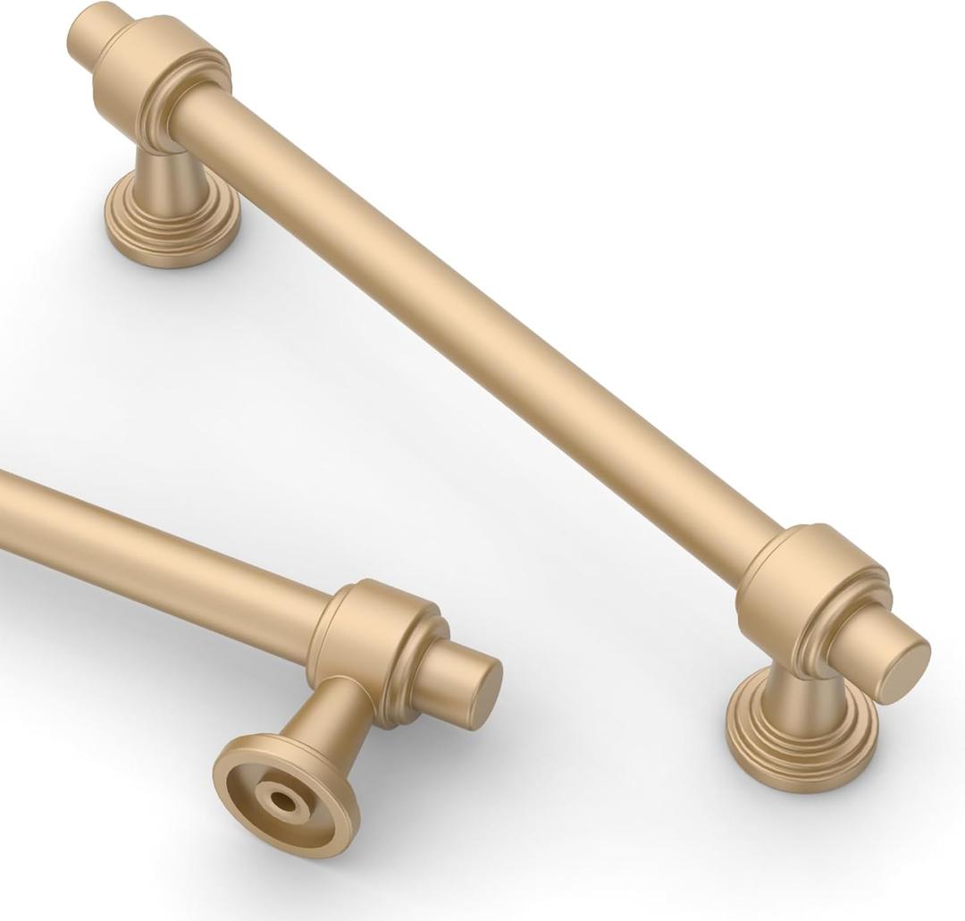 Asidrama 10 Pack 5 Inch(128mm) Champagne Gold Cabinet pulls Kitchen Cabinet Handles, Cabinet Pulls Kitchen Cabinet Hardware for Cupboard Drawer Pulls (5" Hole Center)