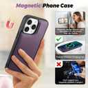 TwoHead Wallet Case Compatible with iPhone 15 Pro,Detachable Magnetic Phone Case,All-Round Protective Leather Phone Case with Card Holder,6.1 in,Deep Purple