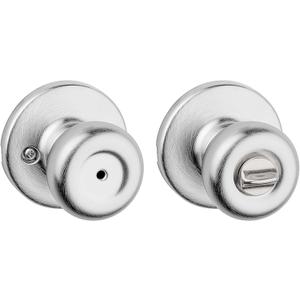 Kwikset Tylo Interior Privacy Door Knob with Lock, Door Handle For Bathroom and Bedroom, Satin Chrome Keyless Turn Lock Doorknob (1 Pack)