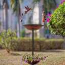 dreamysoul Metal Bird Baths Outside with Planter Base, Outdoor Tall Birdbath and Feeder for Garden Yard Lawn