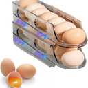 Egg Holder for Fridge,Stackable 1-4 Tiers Container,Auto Rolling Fridge Organizer for Refrigerator,Space-Saving Dispenser Holder,Refrigerator Egg Rack Transparent (2 Packs)