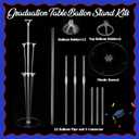 Jenaai Red and Blue 27 Pcs 2026 Graduation Balloon Centerpiece with Stand Congrats Grad You Did It Graduation Cap Balloons Column Tower Kit for High School College Party Table Decorations