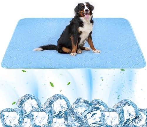 PatiencET Dog Cooling Mat, 22"' x 28'' Upgrade Pet Cool Mat for Dogs Cats, Summer Ice Silk Dog Cooling pad & Washable Pee Pad for Indoor or Outdoor - Bottom Waterproof and Anti Slip