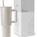 Simple Modern 40 oz Trek Tumbler with Handle and Straw Lid | Cup Holder Friendly Insulated Stainless Steel Travel Mug | Almond Birch