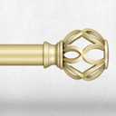 Gold Curtain Rods for Windows 48 to 84 Inch, Decorative 1 Inch Window Treatment Rods with Aluminium Twisted Cage Finials, Adjustable Heavy Duty Metal Farmhouse Drapery Pole, Easy Install (36''-88'' (1 Pack))