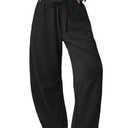 ATHMILE Barrel Sweatpants Women Fall Fashion Wide Leg Pants 2026 Baggy Lounge Comfy Flowy Sweat Pants with Pockets Teen Girl Black L