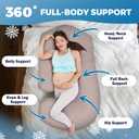 PILLANI Pregnancy Pillows for Sleeping - V C U Shaped Full Body Pillow with Removable Cover, 57inch Cooling Maternity Pillow for Pregnant Women, Support for Back Belly Legs Hip - Pregnancy Must Haves, Cooling Beige