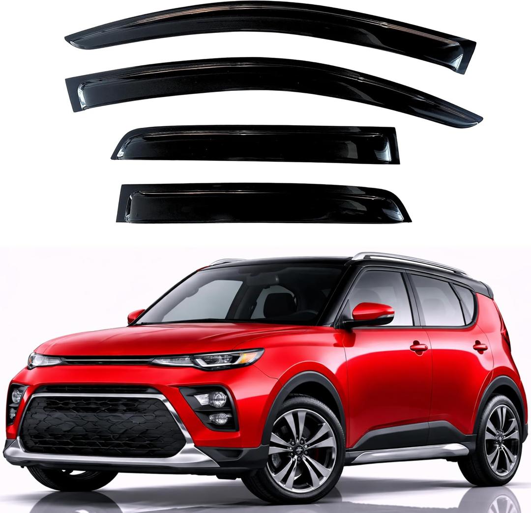 KPY Rain Guards Fit for 2020-2026 Kia Soul, Out-Channel Window Visors Vent Wind Deflectors 4PC, Car Accessories for 20-26 Soul