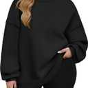 IN'VOLAND Womens Plus Size Sweatshirts Long Sleeve Fleece Soft Fall Winter Crew Neck Pullover Tops with Pockets (Black, 22 Plus)