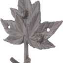 Handcrafted Nautical Decor Cast Iron Maple Tree Leaves Decorative Metal Tree Branch Hooks 6.5"