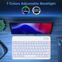 OMOTON Bluetooth Keyboard for Tablet/Android/Windows/iOS, with 7 Colors Backlight Rechargeable Wireless Keyboard Compatible with Galaxy Tab A9+/A9+ Plus/S9/S9 Plus/S9 FE, White