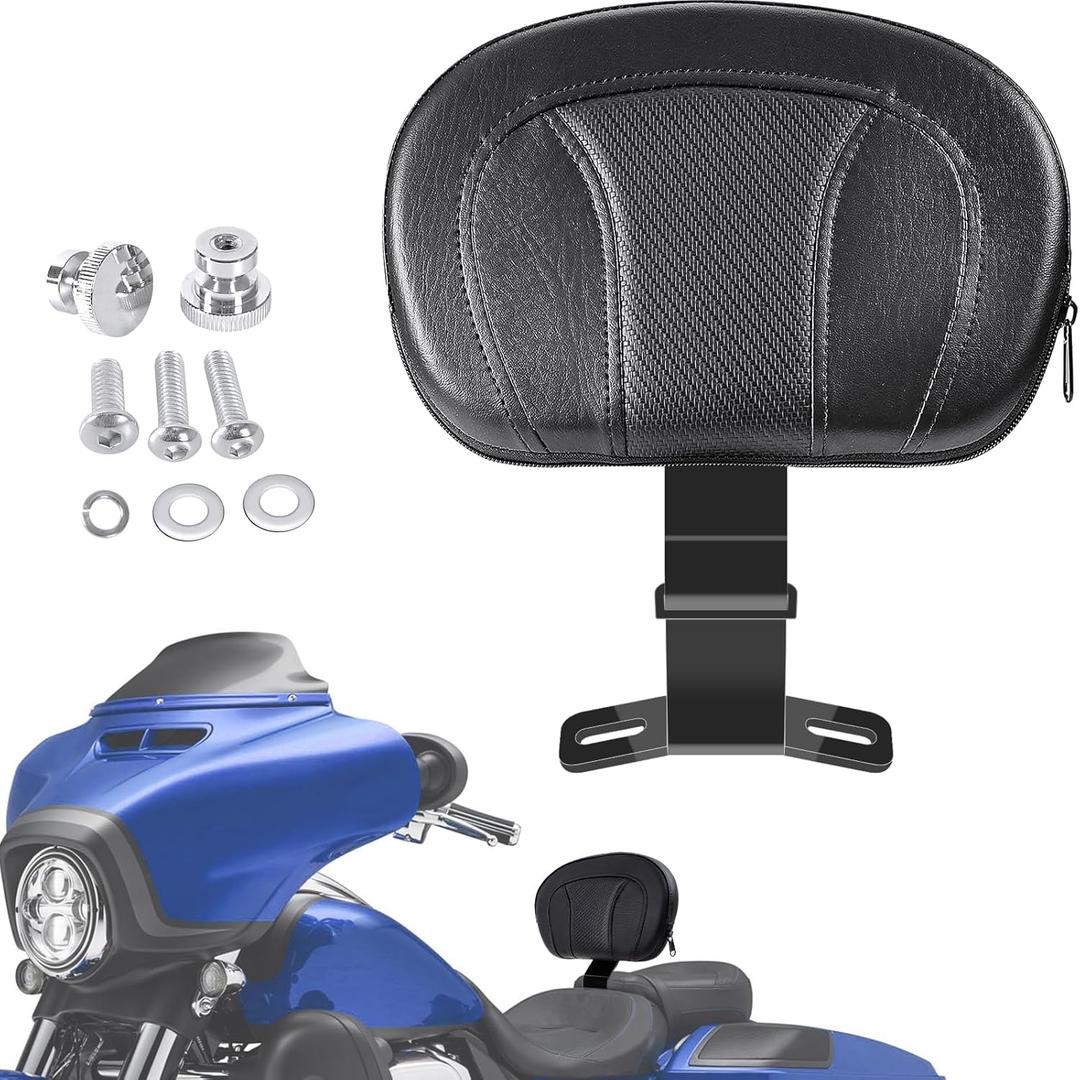 Adjustable Rider Backrest for Touring 2009-later, Motorcycle Front Driver Back Rest Pad Kit for Harley Davidson CVO Street/Road/Electra Glide Road King Ultra Limited FLHR FLTRX FLHX FLHT Accessories