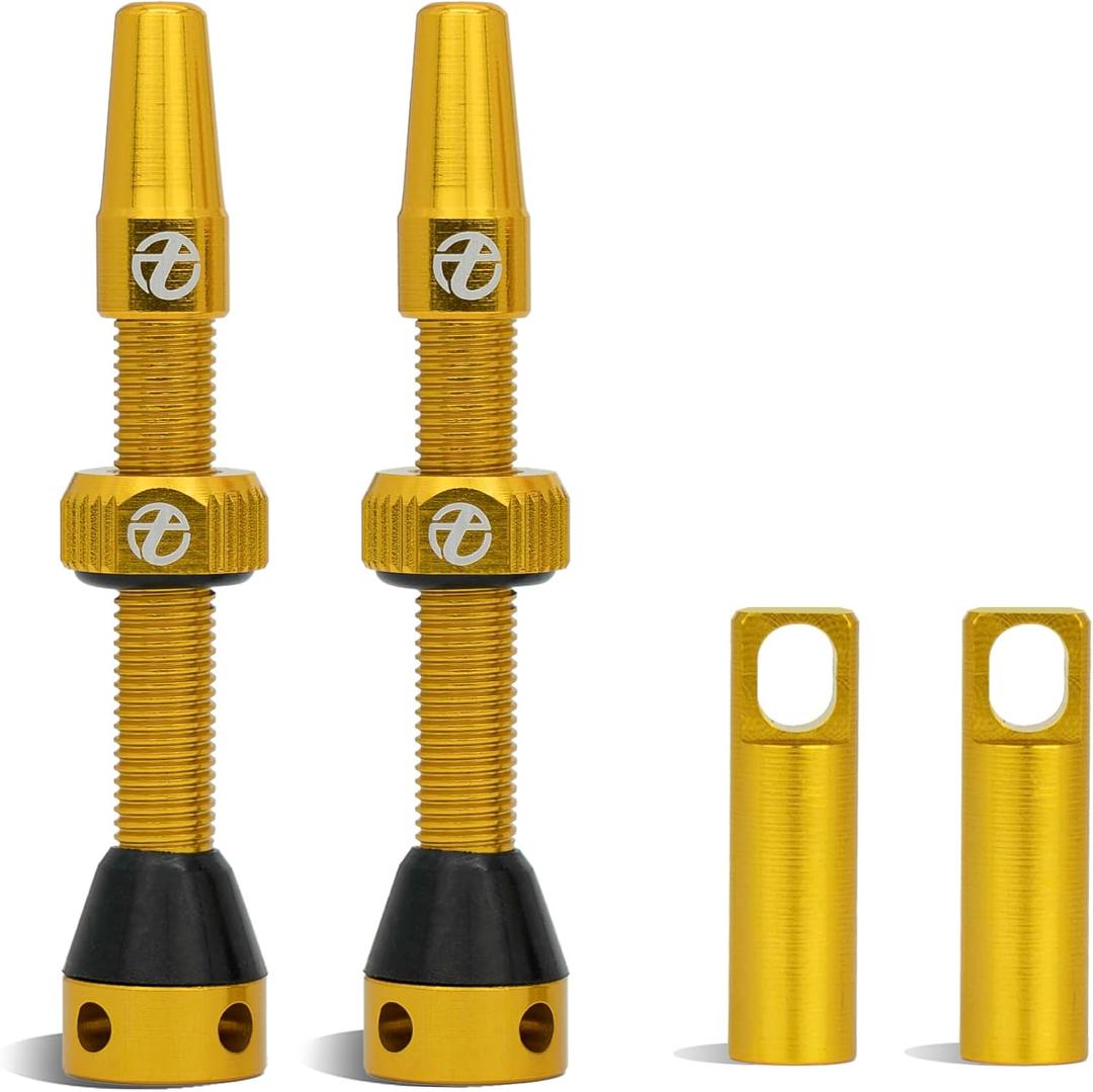 Thinvik Presta Tubeless Valve Stem 44/48/65/70/85mm,Super Light Alloy Presta Tubeless Valve Stem Kit for Tubeless Tires-2 Tubeless Valve Stem (with Aluminum Alloy Valve Cap) + Valve Core Removal Tool