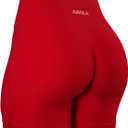 AUROLA Power Workout Shorts for Women Tummy Control Squat Proof Ribbed Thick Seamless Scrunch Active Short (Medium, Flame Red)