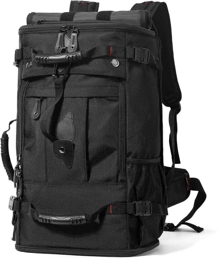 YOUMIAN Large Capacity For Travel Hiking Sports Carry On Backpack Durable Convertible Duffle Bag Laptop airplane (Black, 60L-Large DualMainOpening)