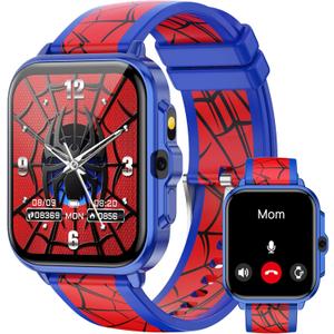 Smart Watch for Kids,1.85" Fitness Tracker,AI,Games,Sports,Sleep Monitor,Camera,Videos,Alarm Play Music Flashlight Pedometer Stopwatch Pedometer IP68 Waterproof Gift for Boys and Girls (Blue)