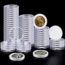 63PCS Silver Dollar Coin Holder, Clear Coin Capsules, Coin Holders for Collectors, Plastic Coin Case for Morgan Silver Dollar, Coin Protectors with Adjustable Gasket (17/20/25/27/30/33/38/40mm)