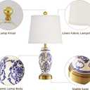 Chinoiserie Ceramic Small Table Lamps Set of 2 for Living Room Bedroom Bedside, Traditional Beige and Blue Porcelain Classic Table Lamp for Nightstand Entryway, 2 LED Bulbs Included