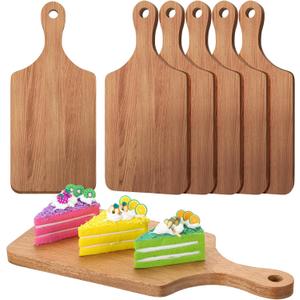 6 Pcs Cutting Board Bulk Kitchen Thicken Chopping Platter with Handles Wooden Charcuterie Serving Trays Blank Wood Boards for Engraving Wedding Housewarming(Walnut,11 x 5 Inch)