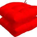 Indoor/Outdoor Chairpad with Ties, Patio Furniture Chair Cushions, Rocking Chair Cushions, Seat Cushions (Red, 19 * 19)