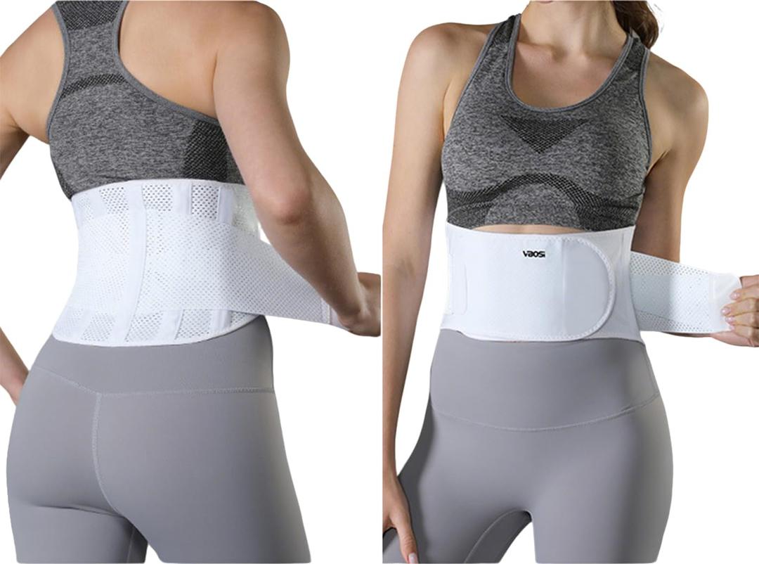 Lightweight Back Brace for Lower Back Pain Women Men, Adjustable Lumbar Support Waist Support Brace for Women Lower Back Pain Relief Products, Hip Belt Waist Belt Sciatic Nerve Brace for Women Men (White, Large)