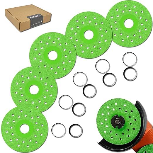 5pcs Diamond Rock Slab Grinding Disc Set Diamond Saw Blades Vacuum Brazed Ultra-Thin Multi-Pore Abrasive Discs for Cutting Porcelain, Glass, Ceramic Tile, Granite (Size:4'')