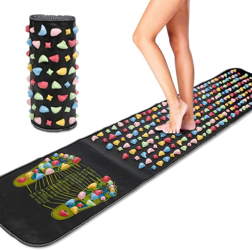Foot Massage Mat, Reflexology Mat Walk Foot Leg Pain Relieve Relief Walk Massager Mat, Acupoint Mat for Acupressure Relaxes The Nerve Ache Ease Tiredness of The Muscle (68.9 * 13.8in)