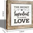 Love Sign for Kitchen Decor, Rustic Shelf Decoration, Farmhouse Home Decor for Kitchen Dining Room, Decorative Wooden Table Sign, Mom Gifts, The Secret Ingredient is Always Love Sign 5.9×5.11 inches