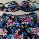 Yonique Womens Underwire Bikini with Skirt - Push Up Bathing Suit Two Piece High Waisted Swimsuit 2025 Swimwear (Large, Colorful Watercolor Florals) L