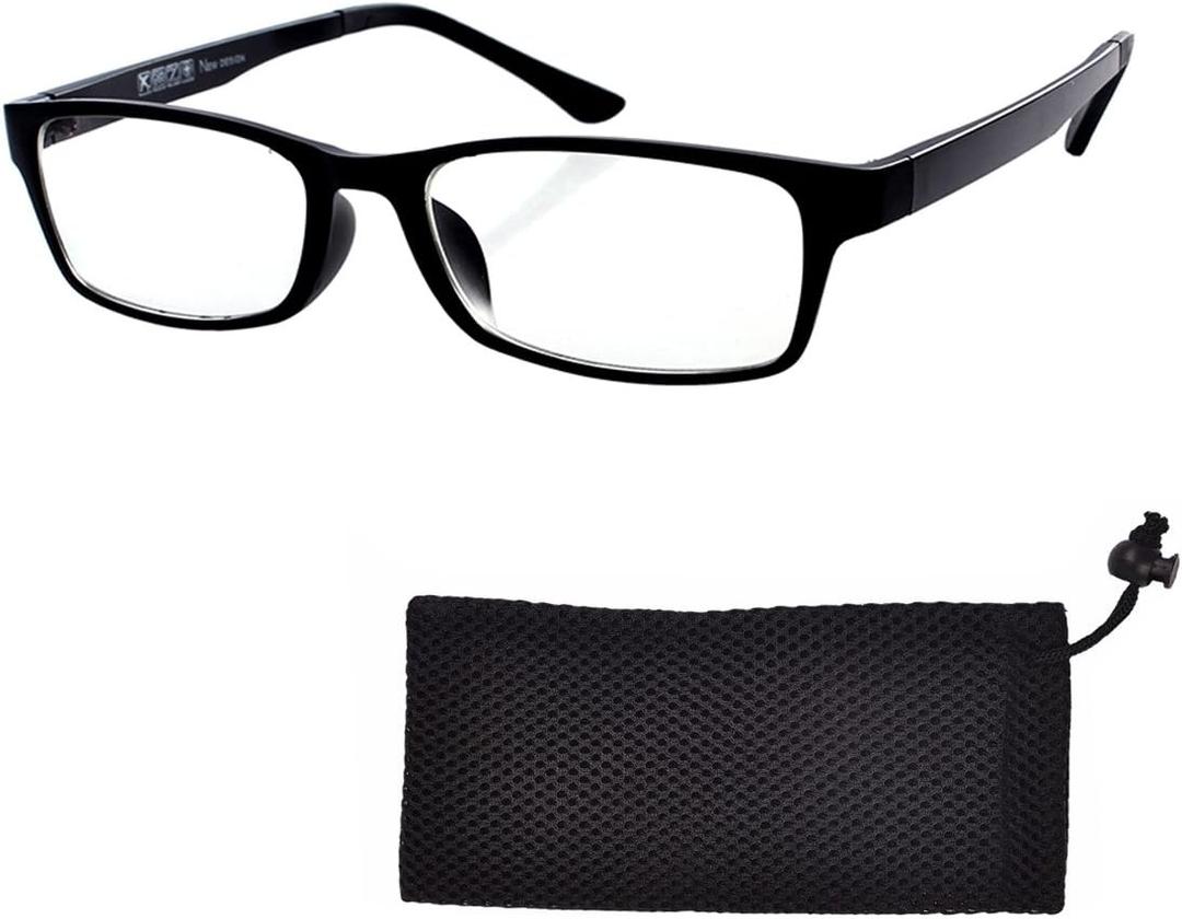 Fullwosing Reading Glasses +4.25 Men's Women's Eyeglasses Office Eyewear Black Frame