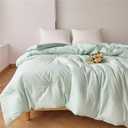 2 in 1 Thick Quilt Warm Winter Comforter 100% Cotton Jacquard Fabric with Soybean Fiber Filling Quilt Fashion Stripes Pattern (Weight 7.9-14.3 Pound) (Green, King)