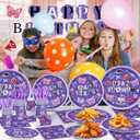 169Pcs Purple Music Birthday Decorations Pop Star Party Decorations Purple Birthday Plates Napkins Cups Banner Cutlery, Purple Party Supplies, Serves 24