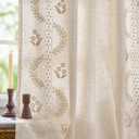jinchan Lined Linen Blend Curtains Boho Floral Curtains for Bedroom 84 Inch Length Beige Embroidered Drapes Rod Pocket Farmhouse Flower Drapes for Living Room Window Treatments Set 2 Panels