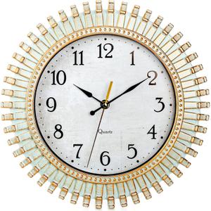 Noamus 12" Retro Wall Clock, Silent Non-Ticking Round Clock, Aqua Battery Operated Quartz Clock, Plastic Vintage Clocks for Living Room Bedroom Kitchen Home Office Classroom School Decor, Large