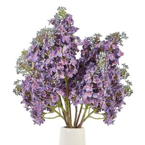 4PCS 25.6inch Lilac Artificial Flowers Purple Fake Delphinium Long Stem Silk Real Touch Flower Faux Lilac Floral Arrangement for Tall Vase Table Centerpieces Wedding Garden Home Decoration（Purple）