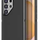 Designed for Samsung Galaxy S25 Ultra Case [with Privacy Screen Protector] 3-Layer Full Body Protection Rugged Shockproof Heavy Duty Phone Case Cover, Black
