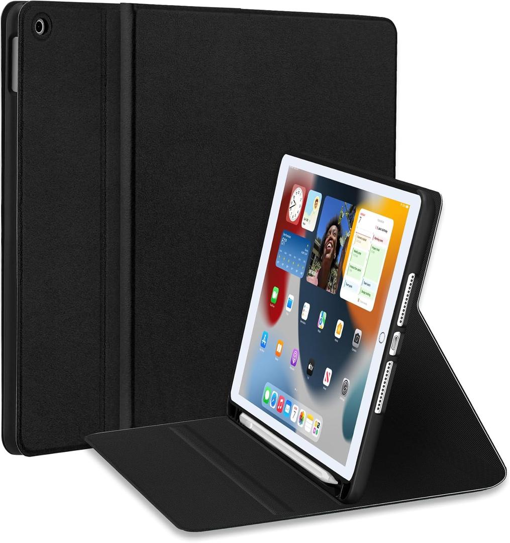 Case for iPad 9th Generation(2021)/ 2020 iPad 8th Generation/ 2019 iPad 7th Generation, [Corner Protection] Multi-Angle Viewing Stand 10.2 Inch iPad Case Covers with Auto Sleep Wake (Black)