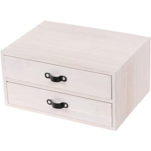 DDYURI Desk Organizer Drawers for Office Supplies Kitchen Storage - Wood Makeup Organizer Box/Countertop Drawers Chest for Dresser Wooden Cabinet Printer Stand Machine Shelf White (FAX2C-WH