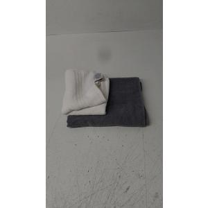 Set Of 2 Towels White 16x26 And Grey 26 x 40