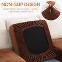 hyha Velvet Couch Cushion Covers, Stretch Chaise Lounge Sectional Couch Seat Covers L Shape for Sectional Sofa, Soft Sofa Cushion Slipcover Washable with Elastic Bottom(XL Chaise, Brown)