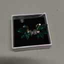 Sparkly Rhinestone Drop Earring Dainty Faux Crystal Earring Studs for Women Wedding Prom Party (Green)