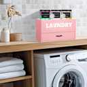 Geelin 4 Pack Laundry Pods Organizer & Dryer Sheet Holders, Laundry Room Organization Containers Dispenser, 3 Pcs 1.3 L Jars with Lids and Labels for Detergent Storage Supplies Decorations(Pink)