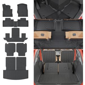 Rongtaod 6 Seats Floor Mats Compatible with 2020-2025 2026 Ford Explorer Captain Chairs Trunk Mat Trunk Liner Cargo Liner Cargo Mat Kick Mats 2024 Explorer Accessories (Floor Mats Full Set 7pcs)