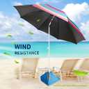Fisqueen 8FT Large Beach Umbrella with Wind Resistance Sand Anchor Sand Bag, Portable Outdoor Umbrella with UPF50+ UV Protection, Tilt Sun Shelter for Beach, Patio, Yard