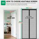 HOFUDON Upgraded Magnetic Screen Door Mesh, Full Strip Magnets, Heavy Duty Fiberglass Mesh, Door Screen Magnetic Closure for Single Door Size 32 x 80 Inch, Screen Door Size 35 x 82 Inch Black