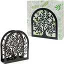 2 Pack Napkin Holder for Table, Black Metal Cocktail Napkin Holder Upright Decorative Paper Napkin Caddy for Kitchen Countertop Outdoor Dining Room, 4.9"x 1.57"x 5.3"